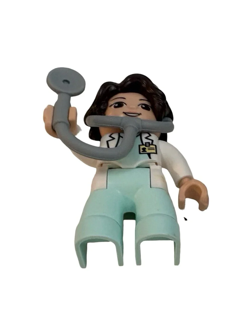 LEGO Duplo Doctor Woman Aqua Pants White Shirt Stethoscope Black Hair Girl Mom